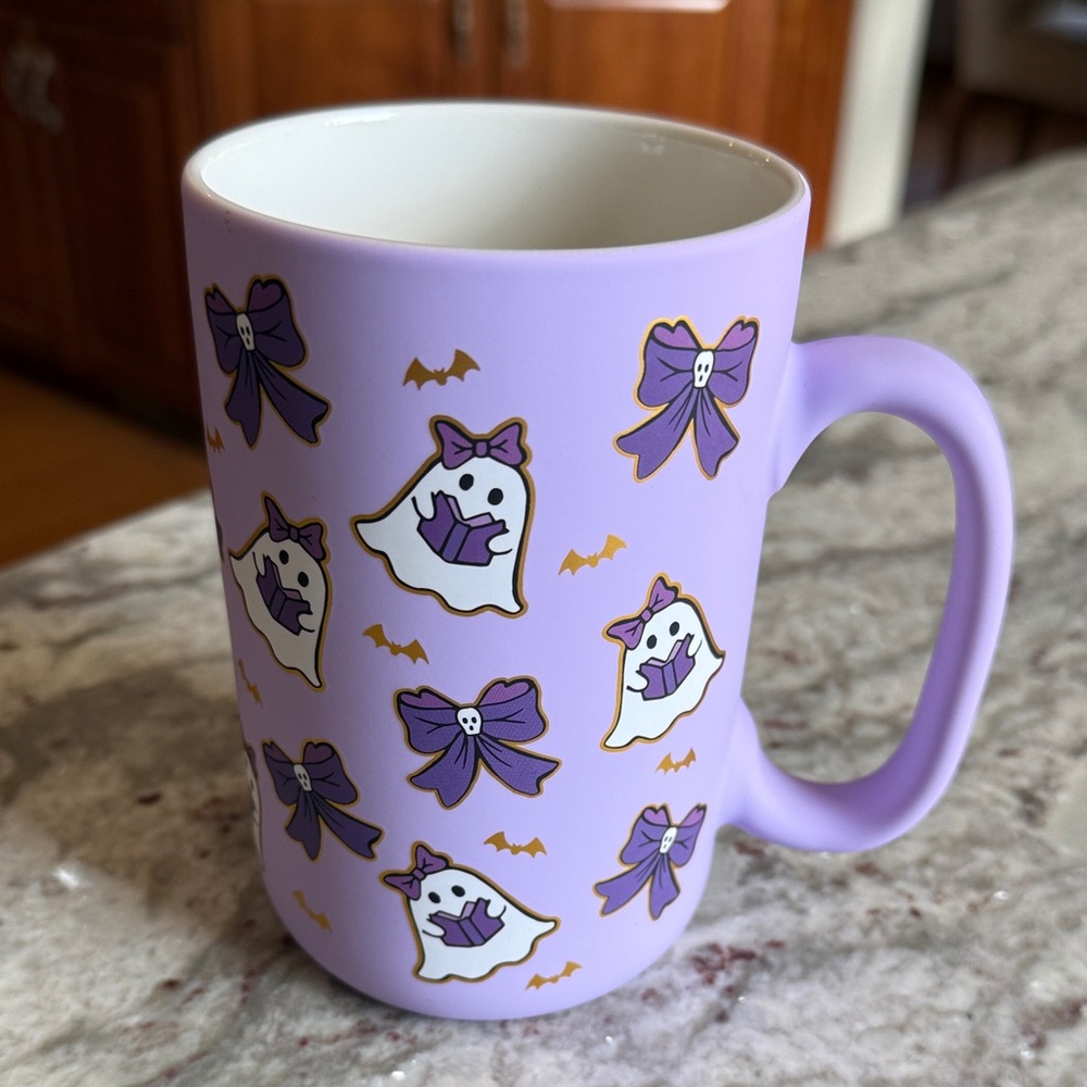 Cobwebs, & Cauldrons Purple Halloween Ghost Mug